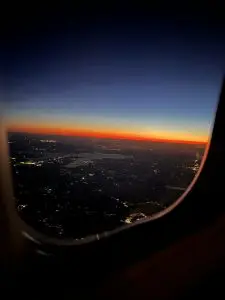 A sunset view from an airplane