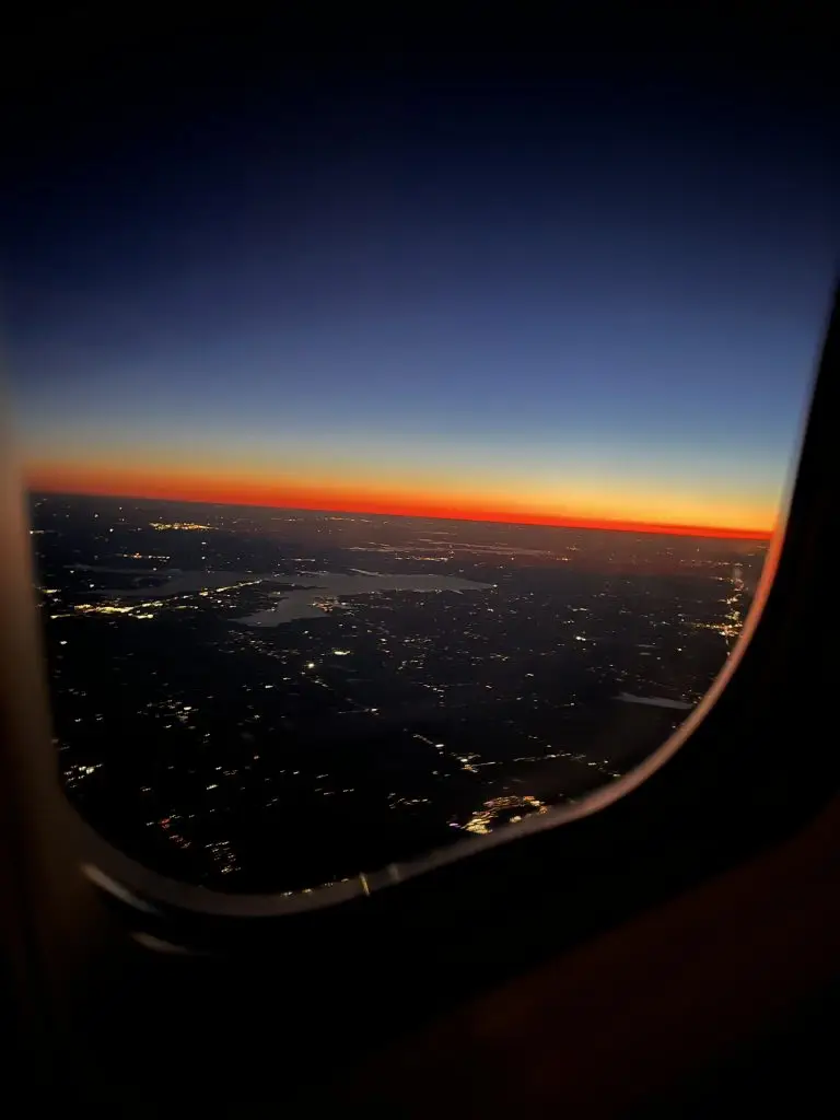 A sunset view from an airplane